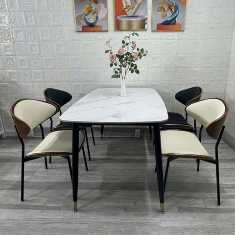Bộ Bàn Ăn Mặt Đá Hebe + Ghế Elara - Sự Kết Hợp Hoàn Hảo Cho Không Gian Nội Thất
