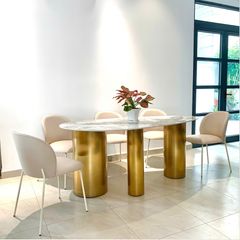 Bộ Bàn Ăn Mặt Đá Oval Pandora + Ghế Priceton - Sự Kết Hợp Đẳng Cấp Và Hiện Đại