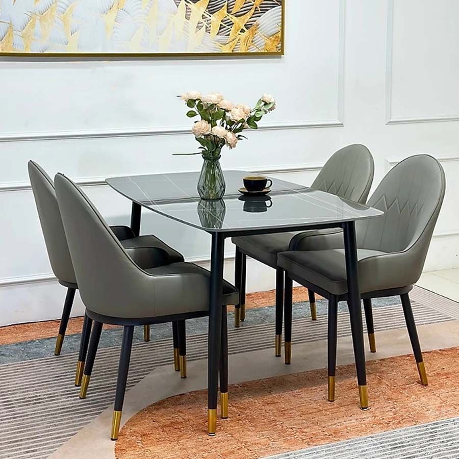 Bộ Bàn Ăn Mặt Đá Alma + Ghế Ăn Monet - Sang Trọng và Hiện Đại