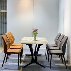 Bàn Ăn Mặt Đá Xòe Chân Sắt Amity LHC32 – Sang Trọng và Hiện Đại