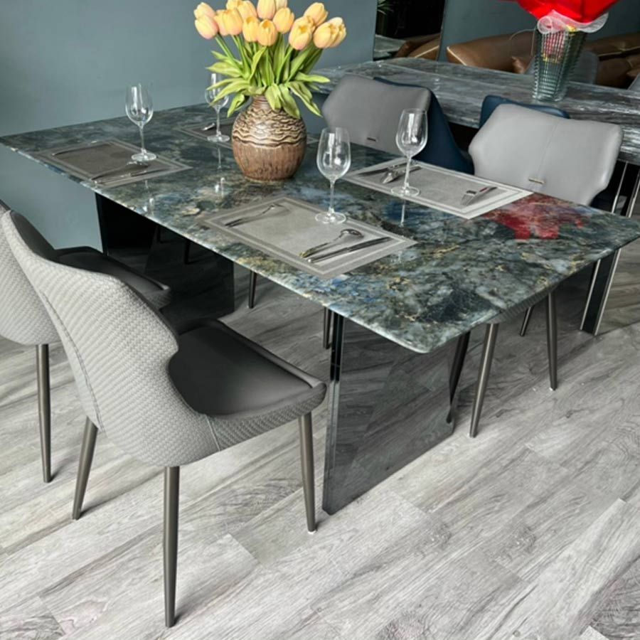 Bàn Ăn Cao Cấp Chromium LHT626 – Mặt Đá Dày 4cm, Khung Gương Inox 201