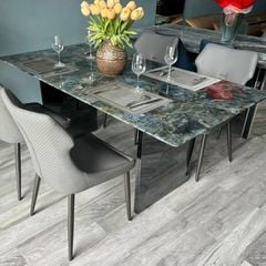 Bàn Ăn Cao Cấp Chromium LHT626 – Mặt Đá Dày 4cm, Khung Gương Inox 201