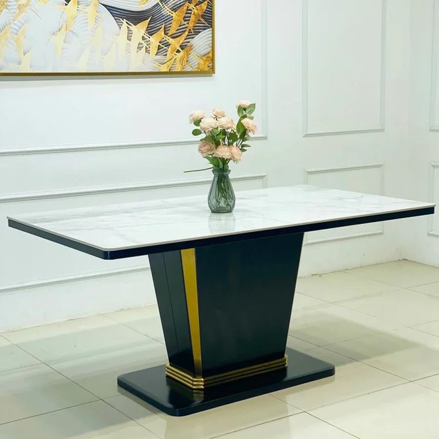 Bàn Ăn Cao Cấp Eros LH77 – Mặt Đá Ceramic, Chân Sắt Sơn Tĩnh Điện