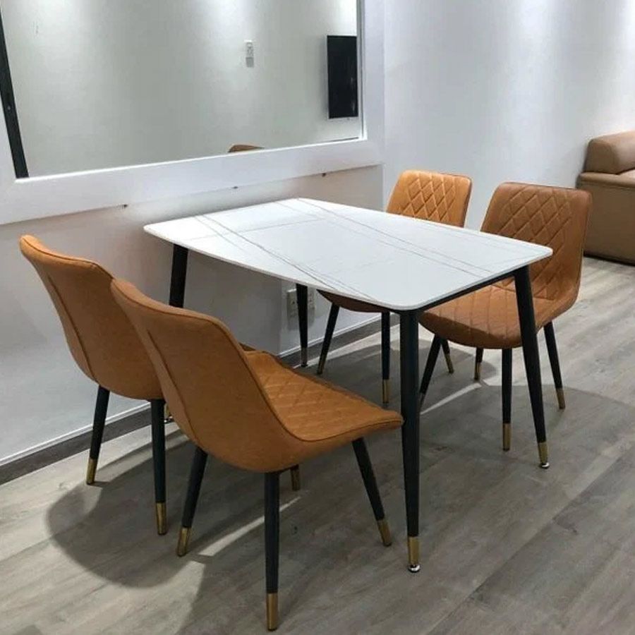 Bộ Bàn Ăn Mặt Đá Hebe và Ghế Loft Sọc – Phong Cách Hiện Đại Cho Phòng Ăn Tiện Nghi