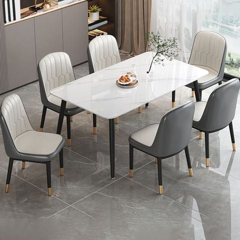 Bộ Bàn Ăn Mặt Đá Hebe + Ghế Monet Không Tay – Sự Kết Hợp Hoàn Hảo Cho Không Gian Sang Trọng