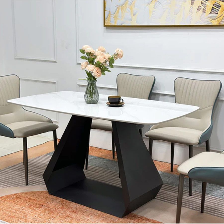 Bàn Ăn Mặt Đá Cao Cấp Crystal LHC08 – Tinh Tế và Bền Bỉ