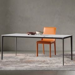Bàn Ăn Cao Cấp Gary LHT68 – Mặt Đá Ceramic, Chân Sắt Sơn Tĩnh Điện