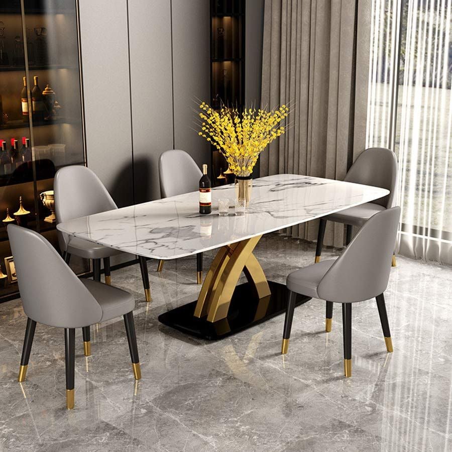 Bàn Ăn Cao Cấp Sakuzi LHT608 – Mặt Đá Ceramic Sang Trọng