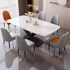 Bộ Bàn Ăn Mặt Đá Fiona + Ghế Ăn Monet - Sự Kết Hợp Sang Trọng Và Tiện Nghi