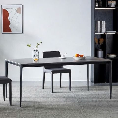 Bàn Ăn Cao Cấp Gary LHT68 – Mặt Đá Ceramic, Chân Sắt Sơn Tĩnh Điện