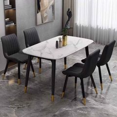 Bộ Bàn Ăn Mặt Đá Hebe và Ghế Loft Sọc – Phong Cách Hiện Đại Cho Phòng Ăn Tiện Nghi