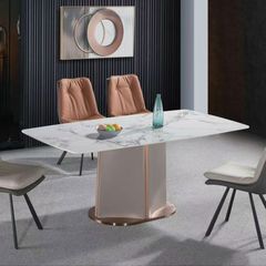 Bàn Ăn Nomelus Mặt Đá Gốm LHBC09 – Đế Bàn Inox Mạ, Thân Gỗ Sơn Tĩnh Điện Bền Bỉ