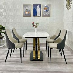 Bàn Ăn Cao Cấp Sakuzi LHT608 – Mặt Đá Ceramic Sang Trọng