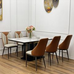 Bàn Ăn Cao Cấp Thanos LH78 – Mặt Đá Ceramic, Chân Sắt Sơn Tĩnh Điện