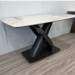Bàn Ăn Cao Cấp Xavia LHT9 – Mặt Đá Ceramic, Chân Sắt Sơn Tĩnh Điện