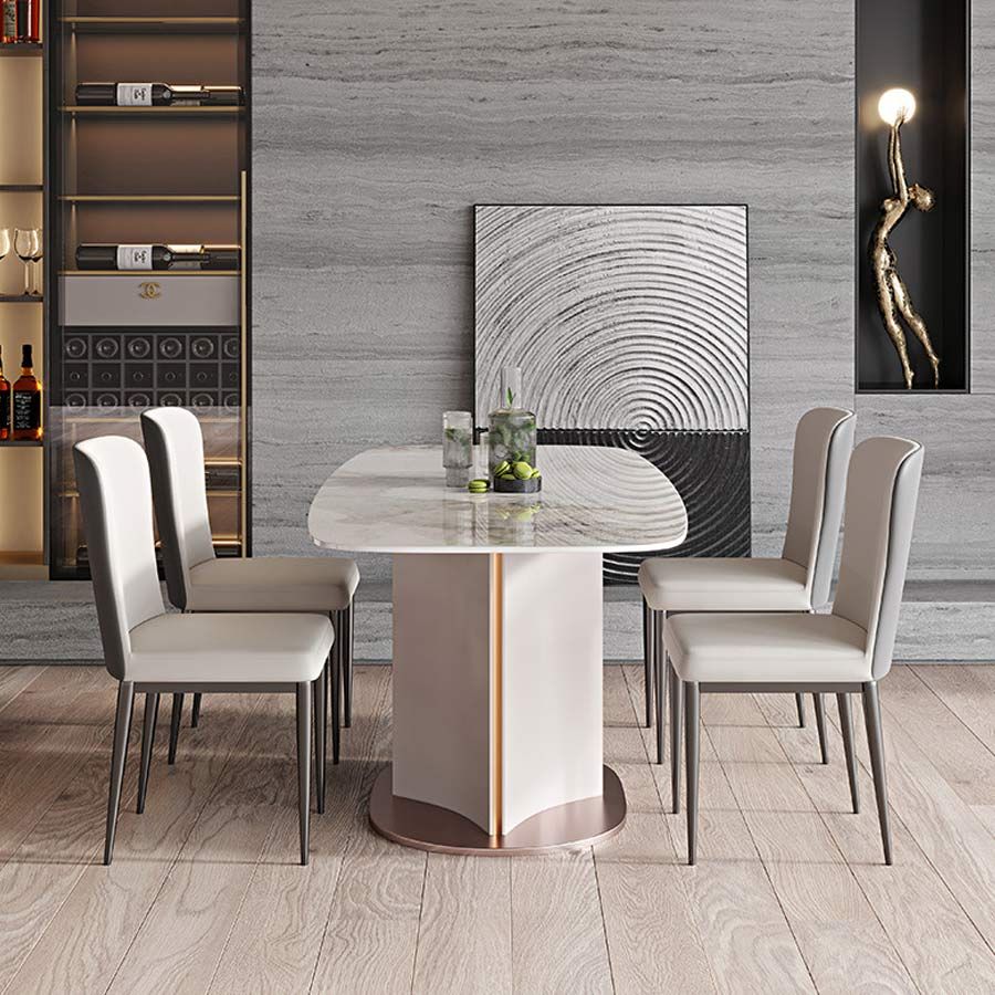 Bàn Ăn Nomelus Mặt Đá Gốm LHBC09 – Đế Bàn Inox Mạ, Thân Gỗ Sơn Tĩnh Điện Bền Bỉ