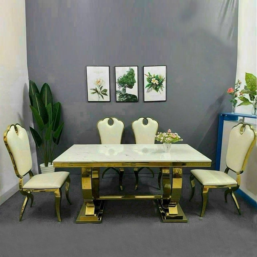 Bộ Bàn Ăn Mặt Đá Venus + Ghế Victoria - Sang Trọng Và Tinh Tế