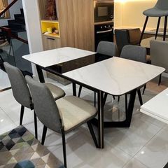 Bàn Ăn Thông Minh Wabi – Mặt Đá Ceramic, Tích Hợp Bếp Điện Từ, Chân Gỗ Tự Nhiên