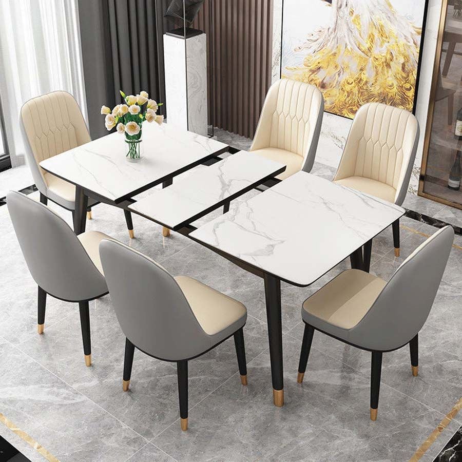 Bộ Bàn Ăn Mặt Đá Plato + Ghế Monet Không Tay - Phong Cách Hiện Đại Và Tinh Tế