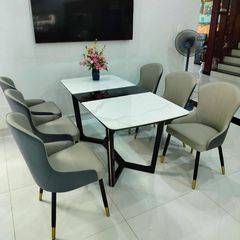 Bàn Ăn Thông Minh Wabi – Mặt Đá Ceramic, Tích Hợp Bếp Điện Từ, Chân Gỗ Tự Nhiên