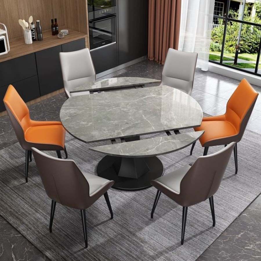 Bàn Ăn Mặt Đá Thông Minh Lucifer Xoay Tròn Thành Chữ Nhật - Sang Trọng