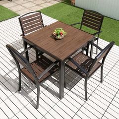 Bàn Sân Vườn Khung Nhôm Giả Gỗ Polywood LHBV20C3 - Phong Cách Hiện Đại