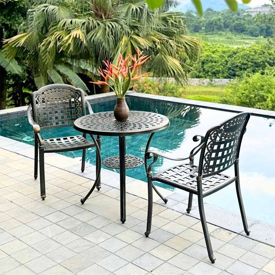 Bàn Sân Vườn Nhôm Đúc LHBV03 - Thiết Kế Sang Trọng Cho Không Gian Ngoại Thất
