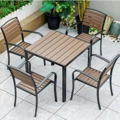 Bàn Sân Vườn Khung Nhôm Giả Gỗ Polywood LHBV20C3 - Phong Cách Hiện Đại