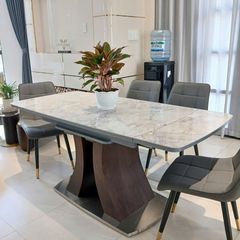 Bộ Bàn Ăn Thông Minh Mặt Đá Lazio + Ghế Loft Chấm Bi - Sự Kết Hợp Đẳng Cấp Và Tiện Nghi