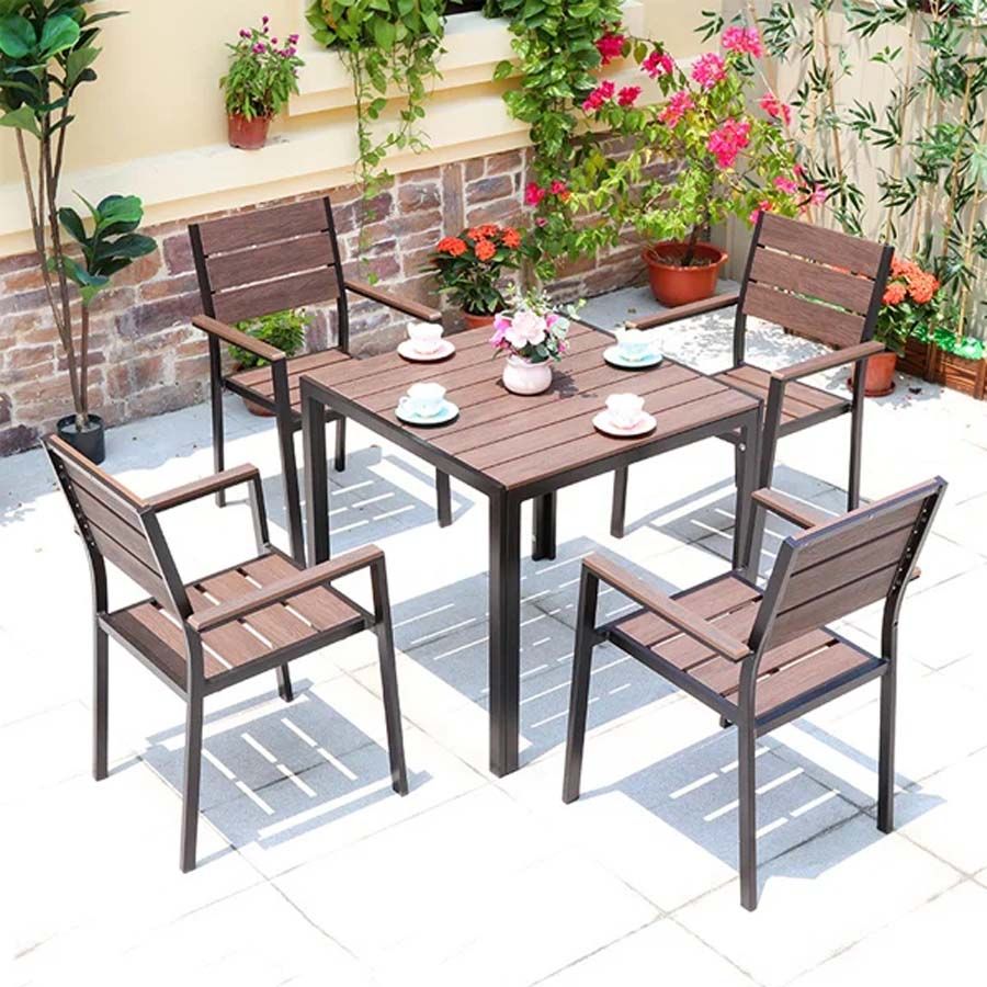 Bàn Sân Vườn Khung Nhôm Giả Gỗ Polywood LHBV20C3 - Phong Cách Hiện Đại