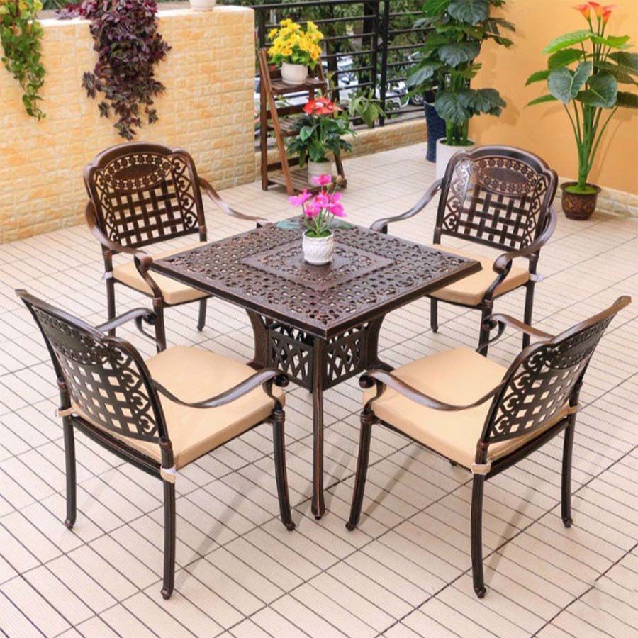 Bàn Sân Vườn Nhôm Đúc LHBV04 - Phong Cách Độc Đáo Cho Không Gian Ngoại Thất