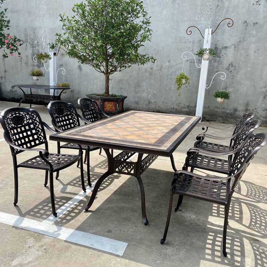 Bàn Sân Vườn Mặt Đá Cao Cấp LHBV14 - Lựa Chọn Tinh Tế Cho Không Gian Ngoài Trời
