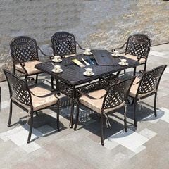Bàn Sân Vườn Chữ Nhật Có Bếp Nướng LHBV07 - Tạo Điểm Nhấn Độc Đáo Cho Không Gian Ngoài Trời