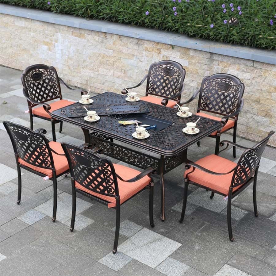 Bàn Sân Vườn Chữ Nhật Có Bếp Nướng LHBV07 - Tạo Điểm Nhấn Độc Đáo Cho Không Gian Ngoài Trời