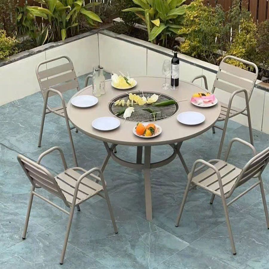 Bàn Nhôm Đúc Ngoài Trời Có Bếp Nướng LHBV26 - Phong Cách Tiệc Nướng Hoàn Hảo