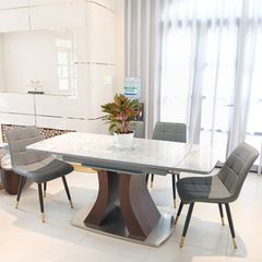 Bộ Bàn Ăn Thông Minh Mặt Đá Lazio + Ghế Loft Chấm Bi - Sự Kết Hợp Đẳng Cấp Và Tiện Nghi