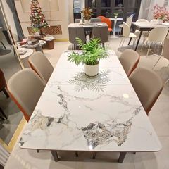 Bộ Bàn Ăn Mặt Đá Có Bếp Từ Lothas + Ghế Sky - Phong Cách Hiện Đại Và Tinh Tế