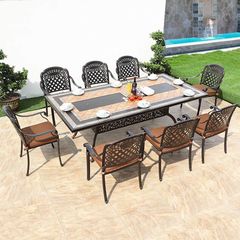 Bàn Sân Vườn Chữ Nhật Mặt Đá Có 2 Bếp Nướng LHB04 - Sự Kết Hợp Hoàn Hảo Cho Không Gian Ngoại Thất