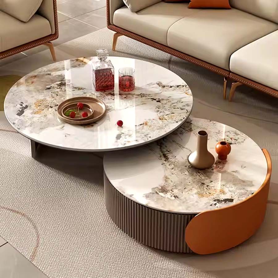 Bàn Trà Tròn Mặt Đá LHC2251 - Sự Lựa Chọn Sang Trọng Cho Không Gian Hiện Đại