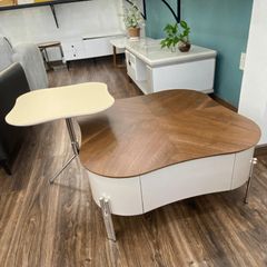 Bàn Trà Đôi Chiếc Lá LHBTDC - Bàn Trà Gỗ MDF Vân Óc Chó Sang Trọng