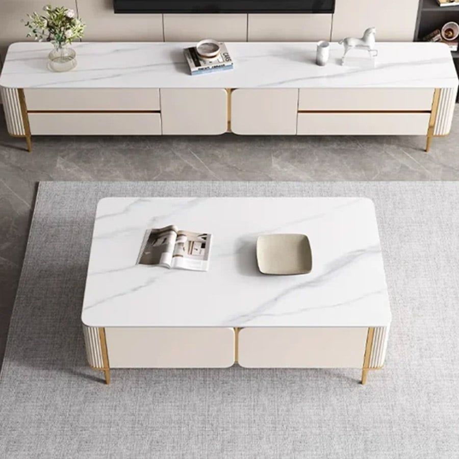 Bàn Trà Mặt Đá Chữ Nhật LHBT3214 - Bàn Trà Khung Gỗ MDF, Mặt Đá Ceramic Vân Mây