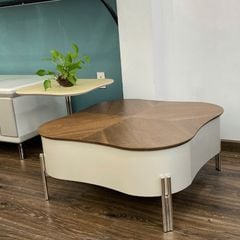 Bàn Trà Đôi Chiếc Lá LHBTDC - Bàn Trà Gỗ MDF Vân Óc Chó Sang Trọng