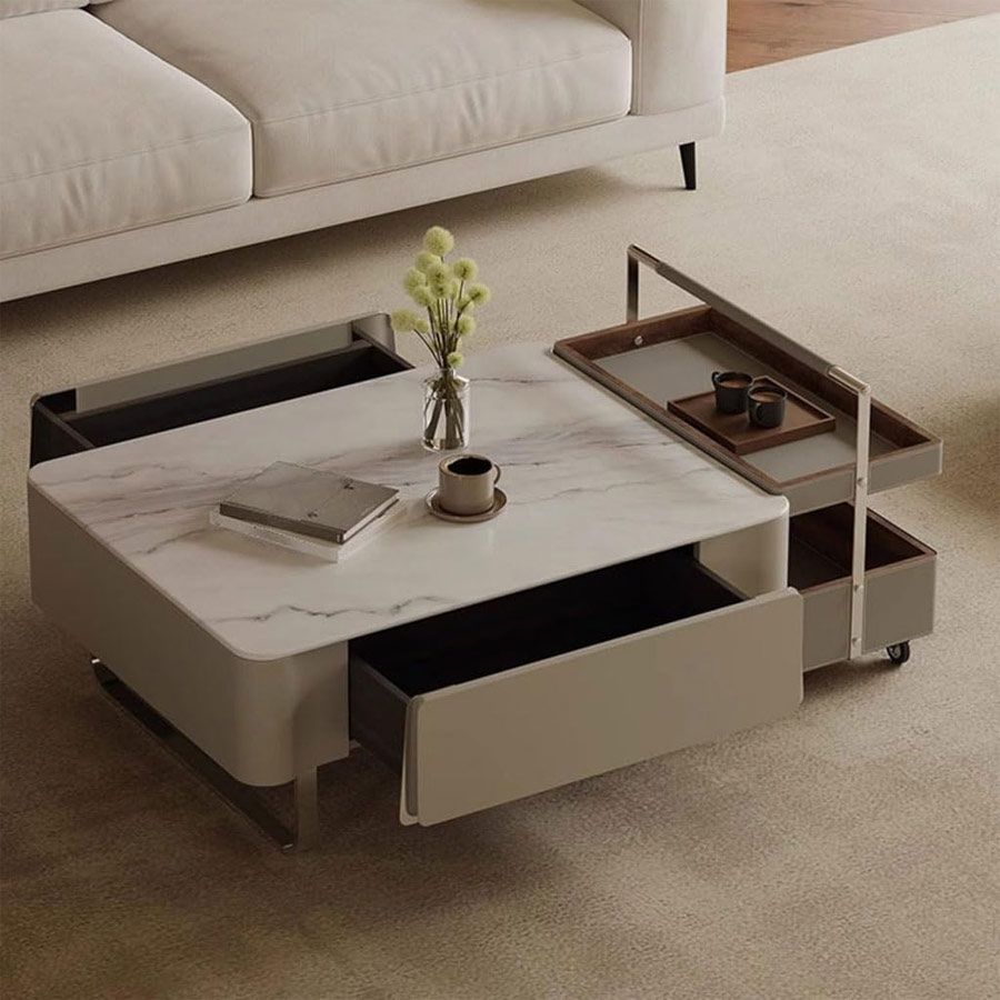 Bàn Trà Đôi LHBT138 - Bàn Trà Mặt Đá Ceramic Hiện Đại