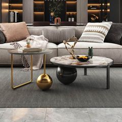 Bàn Trà Đôi LHBT515 - Bàn Trà Khung Sắt Mạ, Mặt Đá Ceramic