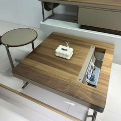 Bàn Trà Đôi Vuông Da LHBT8050 - Sang Trọng Với Chất Liệu Vân Óc Chó Và Bọc Da