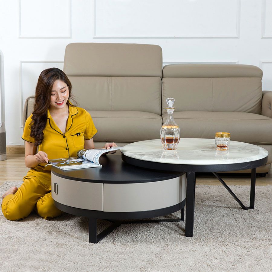 Bàn Trà Mặt Đá Tròn Hera LHBT8132 - Vẻ Đẹp Tinh Tế Cho Phòng Khách