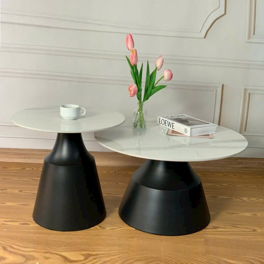 Bàn Trà Mặt Đá LHAK07 - Bàn Trà Chân Sắt Sơn Tĩnh Điện, Mặt Đá Ceramic