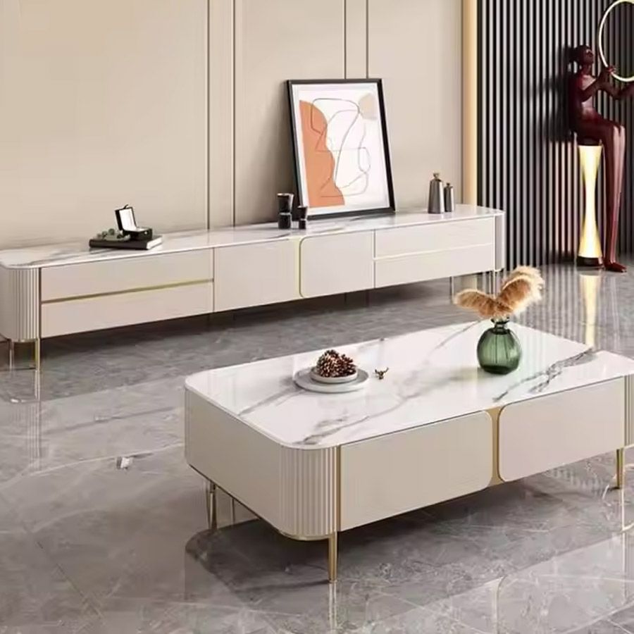 Bàn Trà Mặt Đá Chữ Nhật LHBT3214 - Bàn Trà Khung Gỗ MDF, Mặt Đá Ceramic Vân Mây