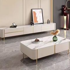 Bàn Trà Mặt Đá Chữ Nhật LHBT3214 - Bàn Trà Khung Gỗ MDF, Mặt Đá Ceramic Vân Mây