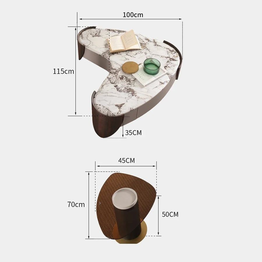 Bàn Trà Trái Tim Đôi Mặt Đá Heart LH970 - Điểm Nhấn Sang Trọng Cho Phòng Khách Hiện Đại